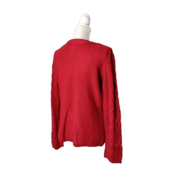 St. John's Bay Cable Knit Pullover Sweater Rio Red Women's Size L New w/Tags - Picture 2 of 5